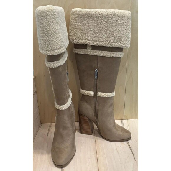 Jessica Simpson Rustina Over The Knee Boot Sandstone Patchwork Vegan Leather 7M - Picture 1 of 8